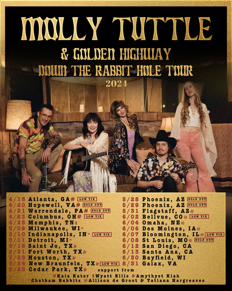 We’re hitting the road NEXT WEEK to kick off our Down the Rabbit Hole Tour! 🤪 First stop: Atlanta… Also added two new headline shows in San Diego and Santa Ana, CA! Who’s coming along?🐰💛 mollytuttlemusic.com/tour