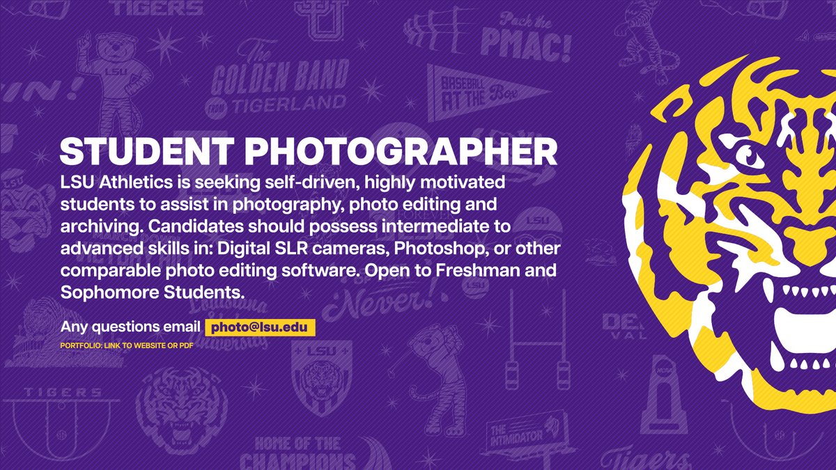 We're looking for talented @LSU students to come join our photo staff for the upcoming year! lsul.su/applylsupix