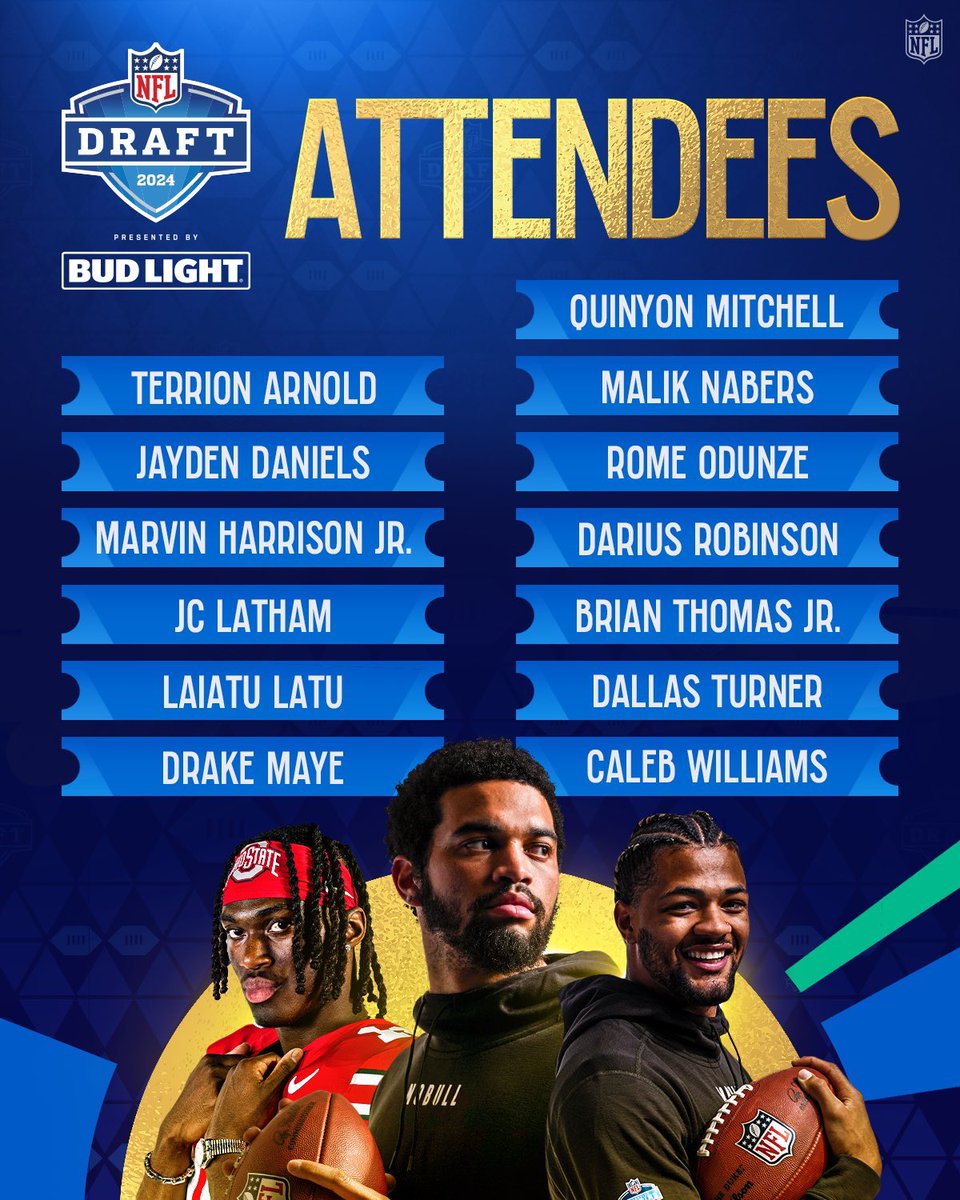 Three of the top QBs — Caleb Williams, Jayden Daniels and Drake Maye — will all be at the draft to hear their names called in two weeks