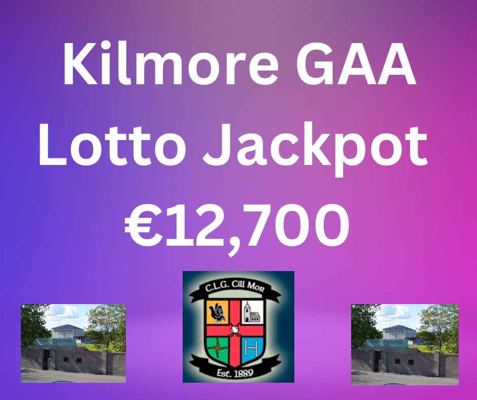 Our lotto jackpot is €12,700 ! What a prize! Draw takes place this Sunday night in Earleys Hillstreet at 9pm. Online ticket sales close at 8pm! Get your tickets today here lottoraiser.ie/Kilmore/ Or buy via our club app member.clubspot.app/club/kilmore-g…