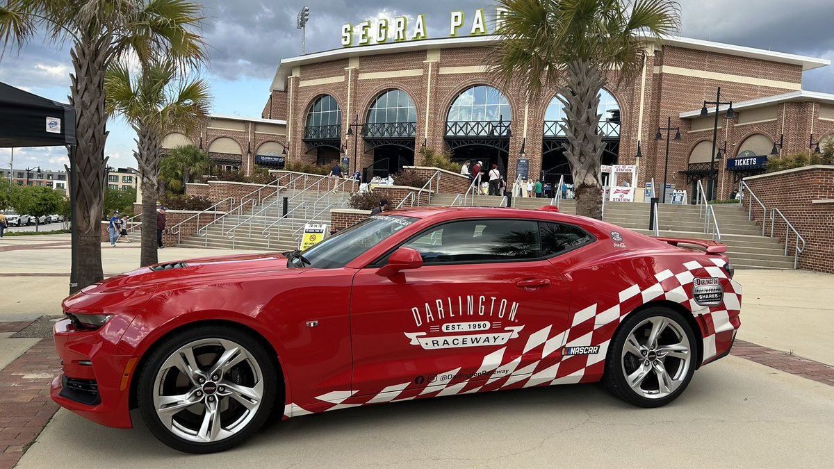 NASCAR Night with the @ColaFireflies! Stop by and say hi and get your picture with the #Goodyear400 trophy!