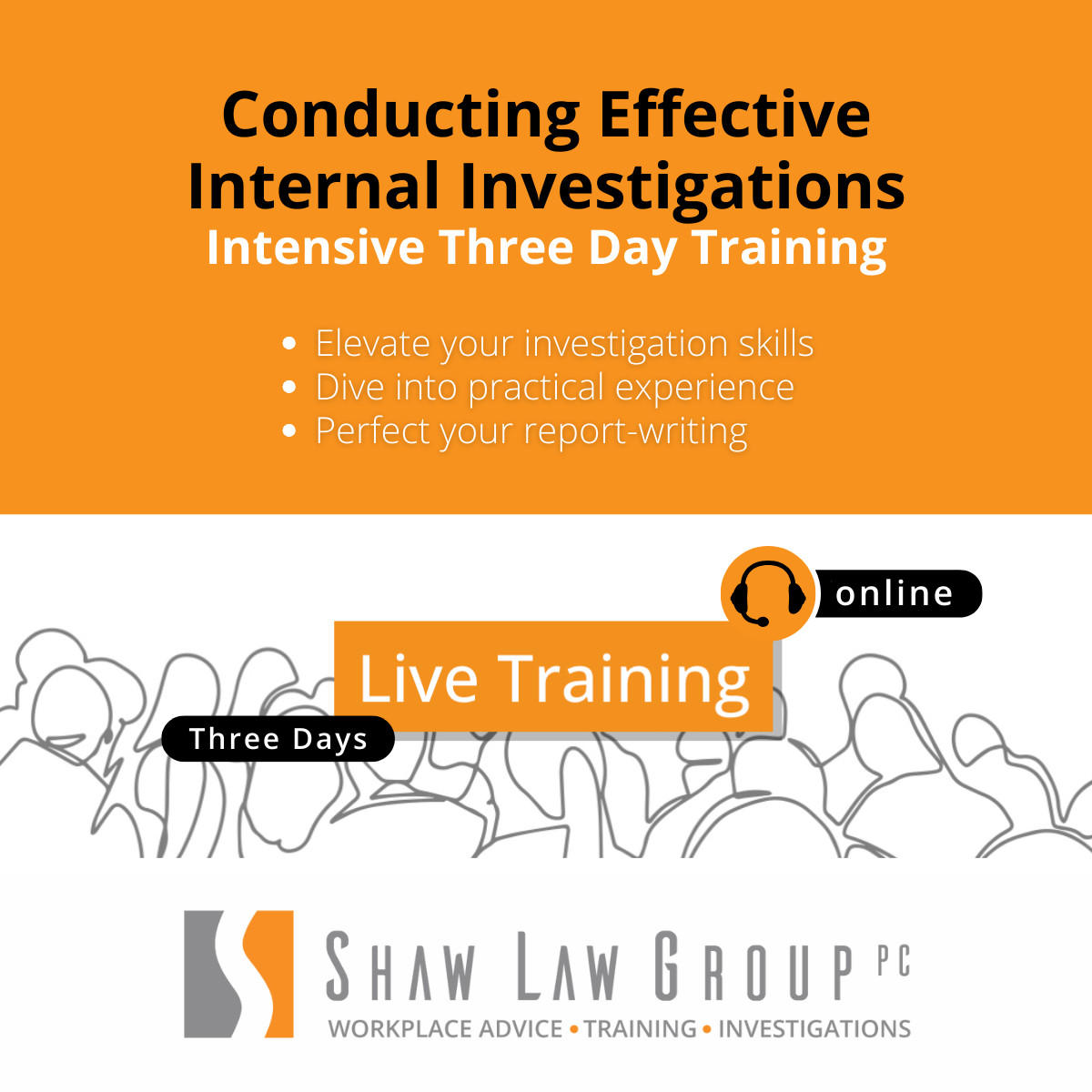 Join us on April 25th! Our workshop offers hands-on experience, mock investigations, and expert insights into crafting impactful reports.

shawlawgroup.com/course/conduct…

#InvestigationSkills #TrainingWorkshop #ProfessionalDevelopment #InternalInvestigations #LegalCompliance