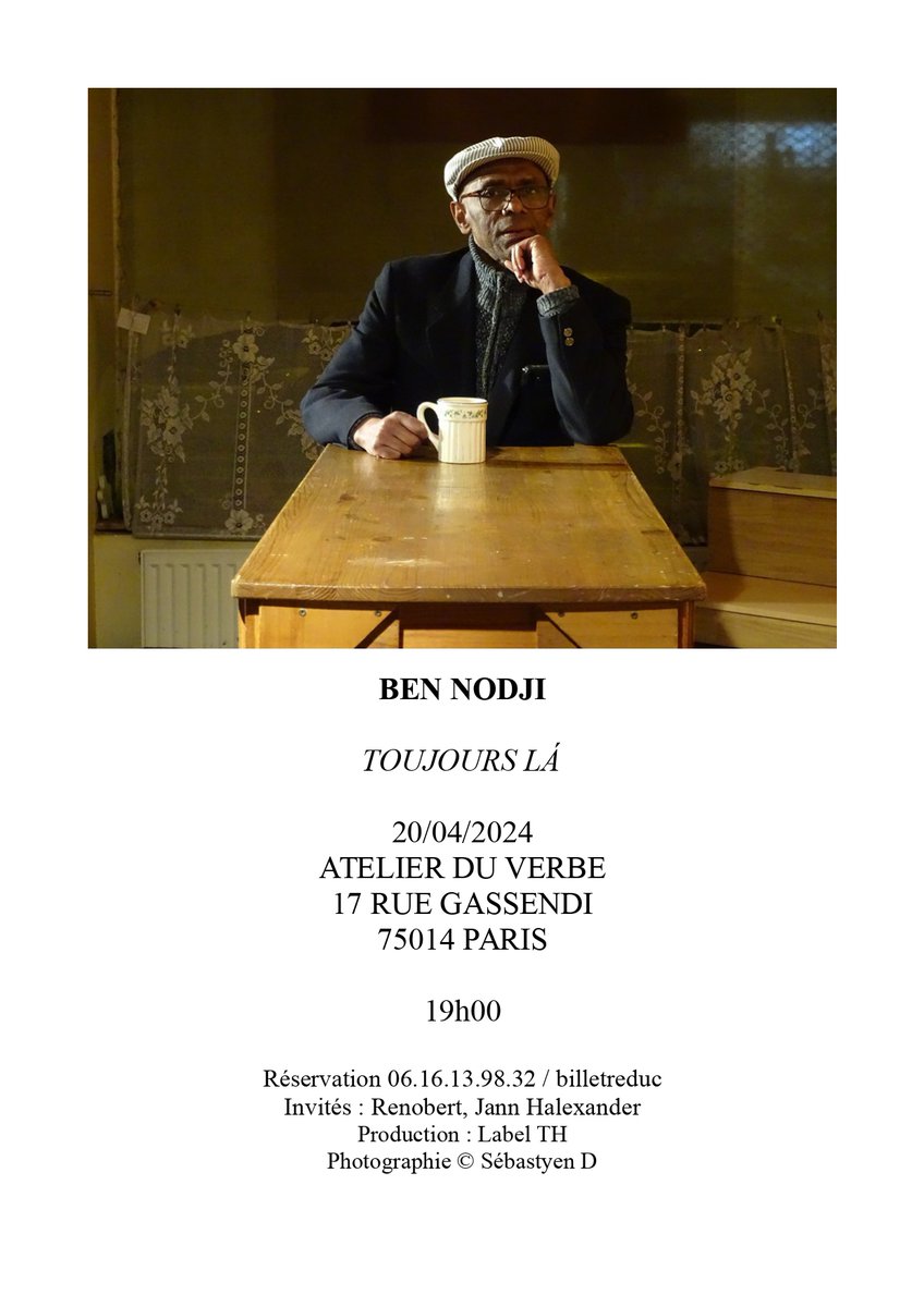 BEN NODJI en concert 'Encore et toujours là', Atelier du Verbe, Paris  20/04/2024 (chanson) #concert #Paris #chanson #folk #poésie @BenNODJI