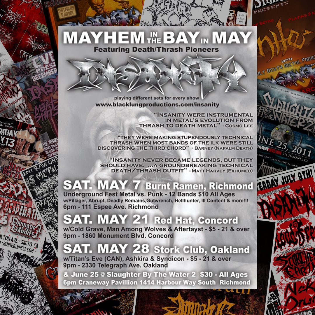 #throwbackthursday Mayhem in the Bay in May for today. Sorry I couldn’t help myself. #insanityband #insanitymetal #insanitydeaththrash #insanitydeathmetalpioneers #deathmetal #thrashmetal #metal #heavymetal #oldschooldeathmetal #osdm #brutaldeathmetal