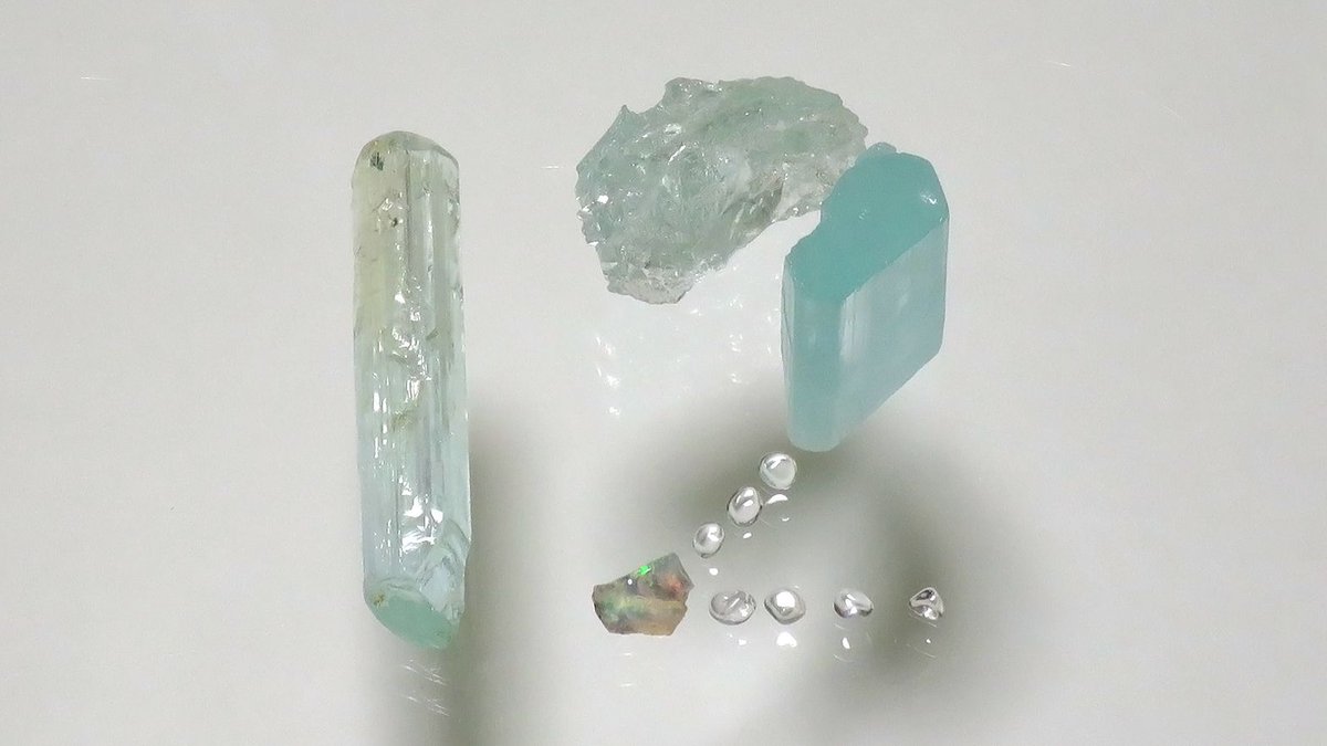 aquamairne, ethiopian opal, etc.