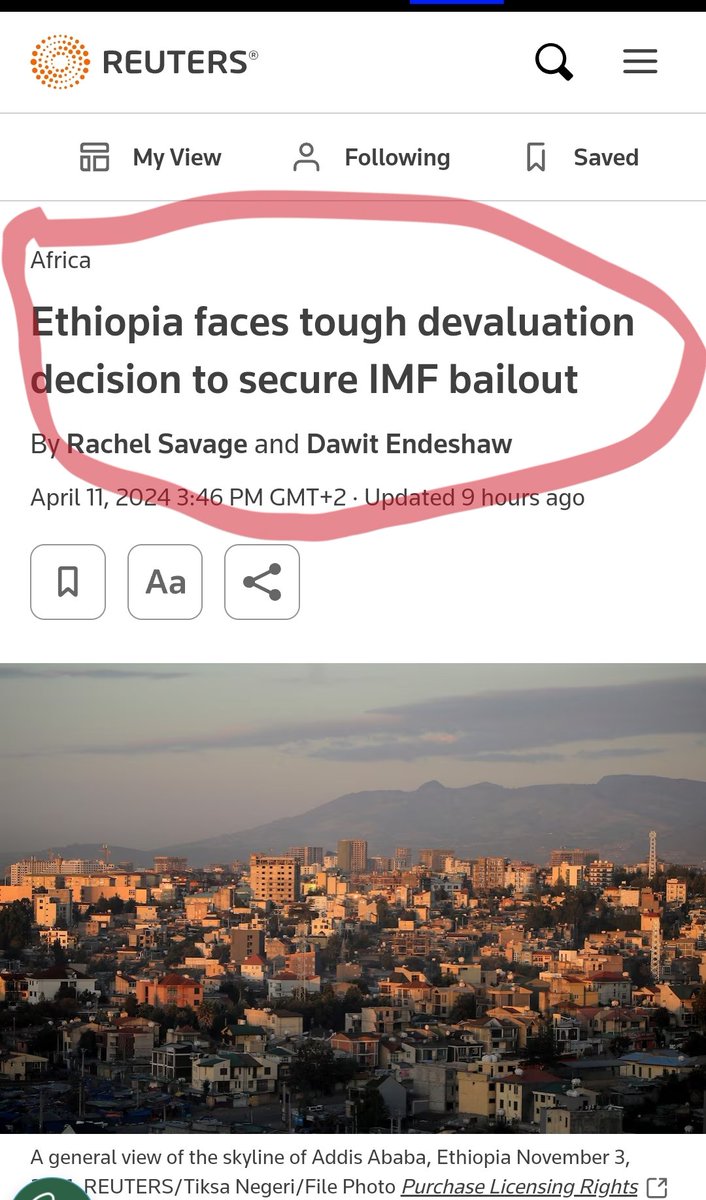 Fano_Eagle's tweet photo. Ethiopia may have to decide on a big currency devaluation sooner rather than later to secure a rescue loan from the International Monetary Fund (IMF), which left the country last week without reaching a much-needed deal with authorities.
#AbiyMustGo
#FanoForward ‼️ https://t.co/sfthOhbNom
