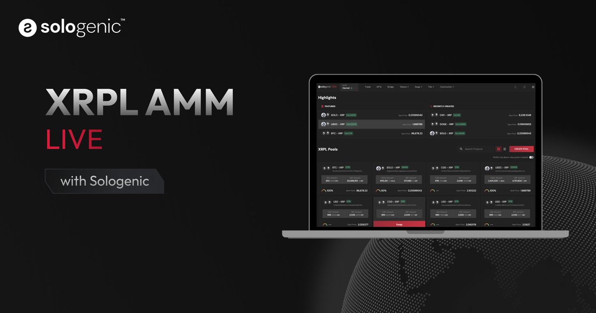 Deposits have resumed! Use the #XRPL AMM to trade your favorite assets like $SOLO, $XRP, and $COREUM. ✨ Streamlined Liquidity ✨ Decentralized Fee Structure ✨ Precision Trading AMM: sologenic.org/amm #GoSolo ❤️