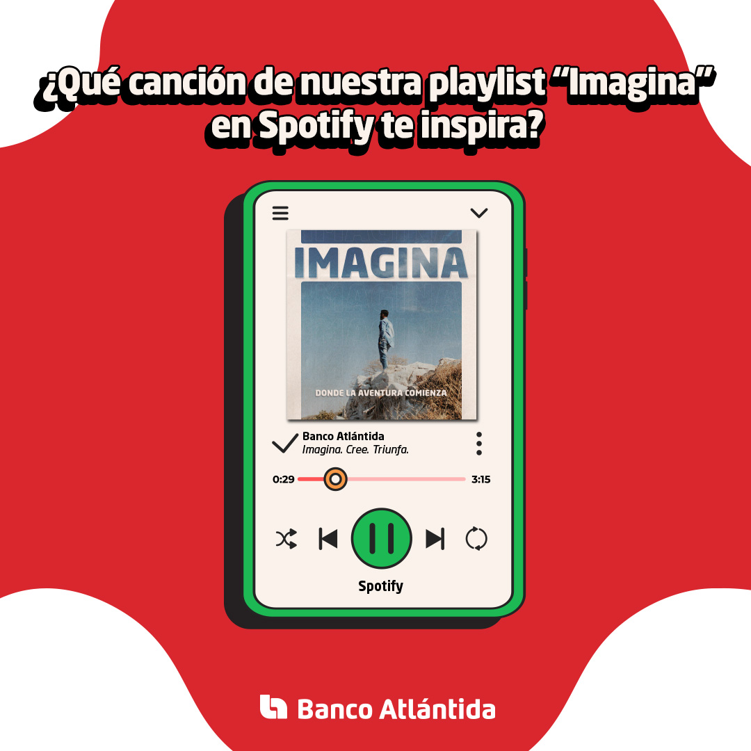 En #BancoAtlántida, reconocemos que tu #Sacrificio implica un esfuerzo continuo. Por eso, hemos creado tres listas de reproducción en #Spotify para motivarte en el camino.🚀💫 🎧Inspírate con nuestra #playlist para imaginar aquí: open.spotify.com/playlist/6Sent… #ImaginaCreeTriunfa