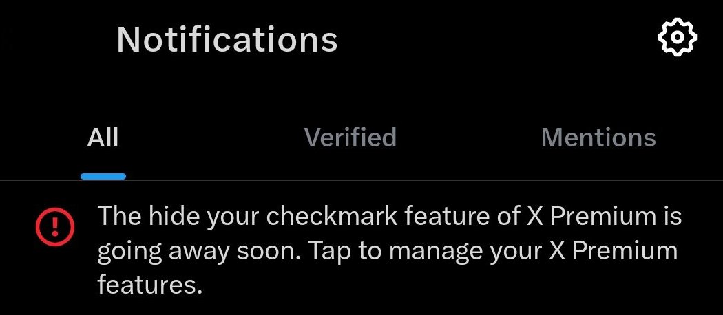 🚨#BREAKING: Twitter/X is removing the ability to hide the blue checkmark, as the hide your checkmark feature will be discontinued soon