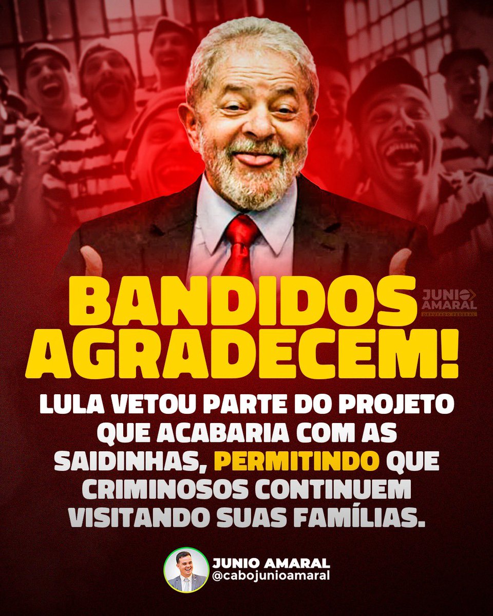 Lula vetou o principal trecho do projeto, que proibia a liberação de criminosos para visitas a familiares em datas como Natal, Ano Novo e Páscoa. A decisão dele ainda pode ser derrubada pelo Congresso. Cobre seu deputado.