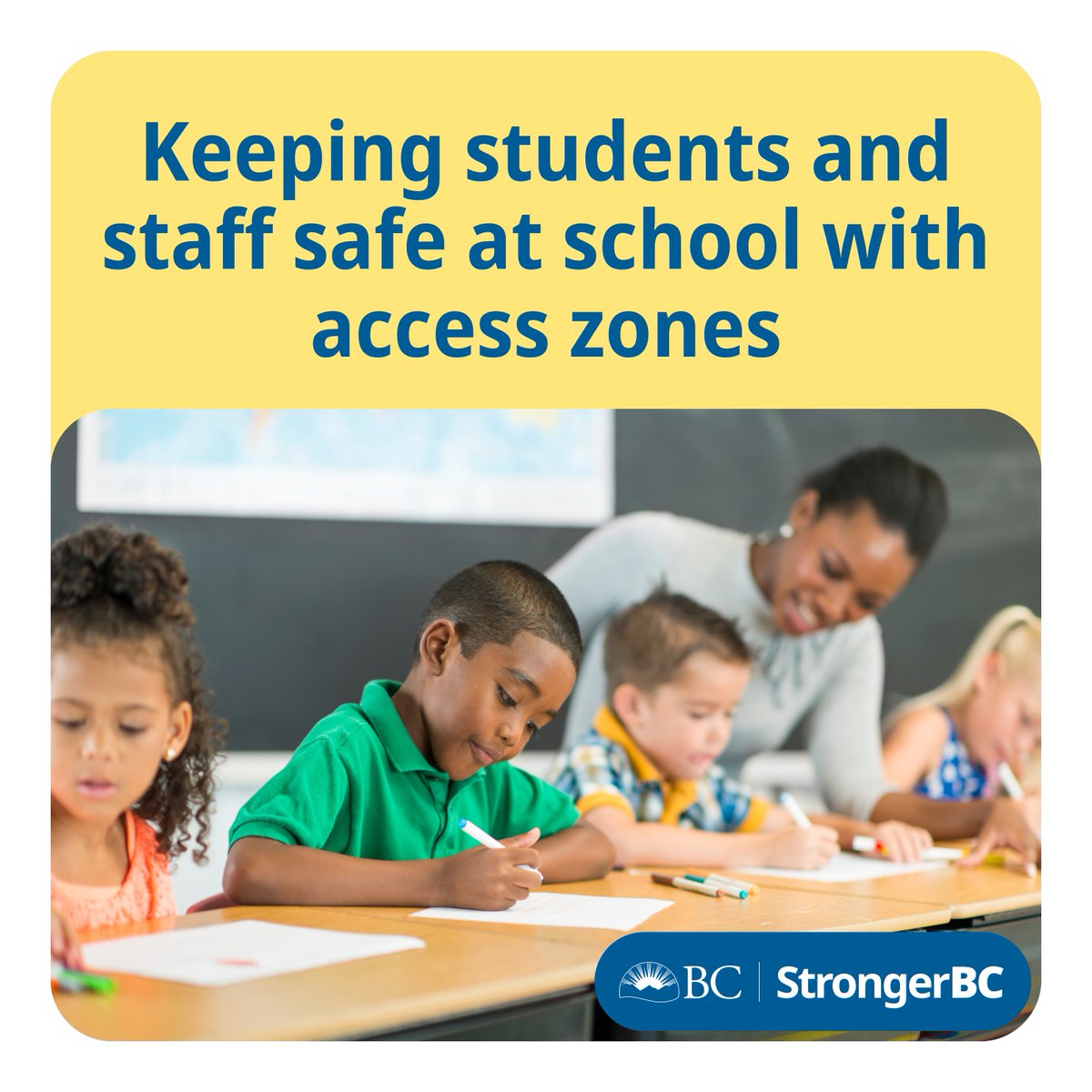 Students & staff need to feel safe at school so they can focus on education. We are taking action to protect students and staff from harmful behaviour on, and around, school grounds. This is just one step we’re taking to keep kids safe at school. StrongerBC.gov.bc.ca/legislation