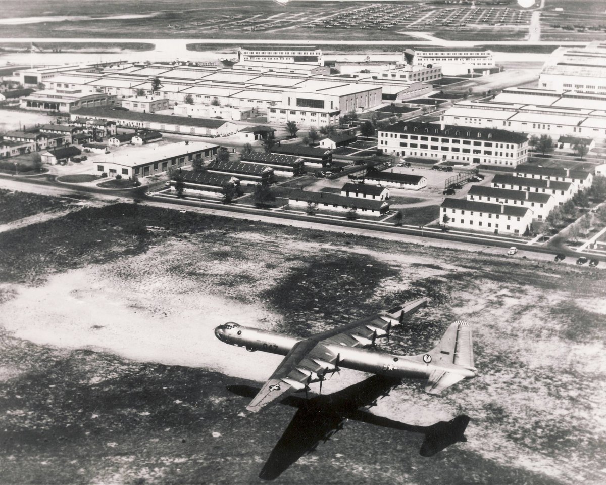Hill AFB air show history: The Open House in 1950 included static displays outside Hangar 225 and a B-36 fly by. This year's air show is June 29-30! #breakingbarrierstogether #throwbackthursday