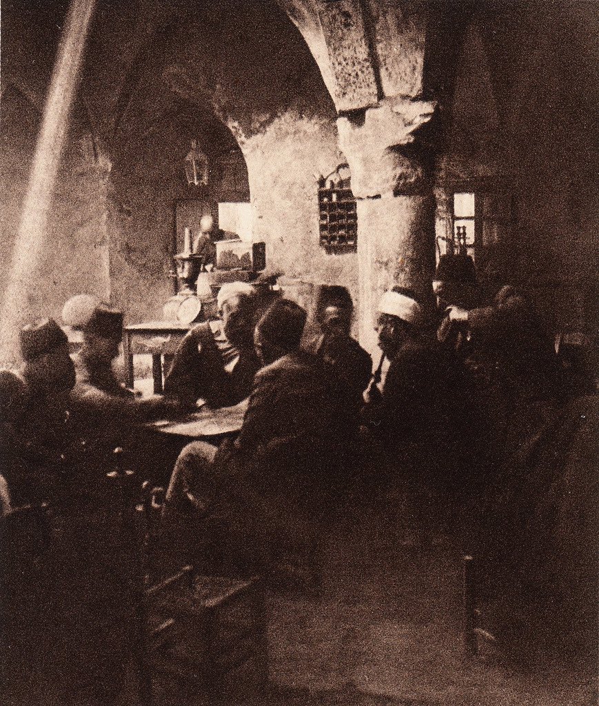 A coffee shop somewhere in Palestine year and exact location unknown