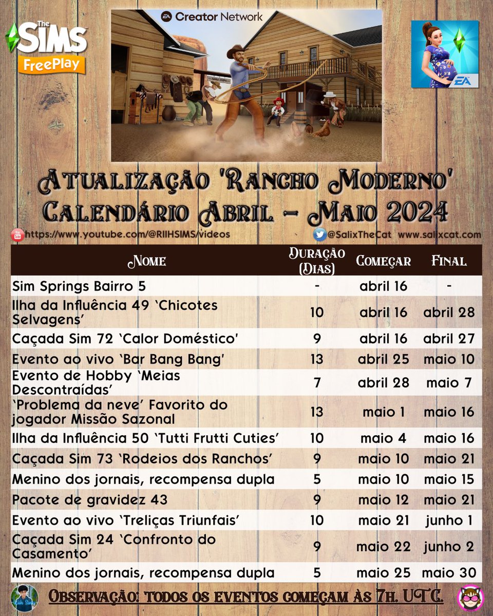 Calendário da Atualização'Rancho Moderno' Agradecimento especial a @SalixTheCat ❤️ #TheSimsFreePlay #EACreatorNetwork