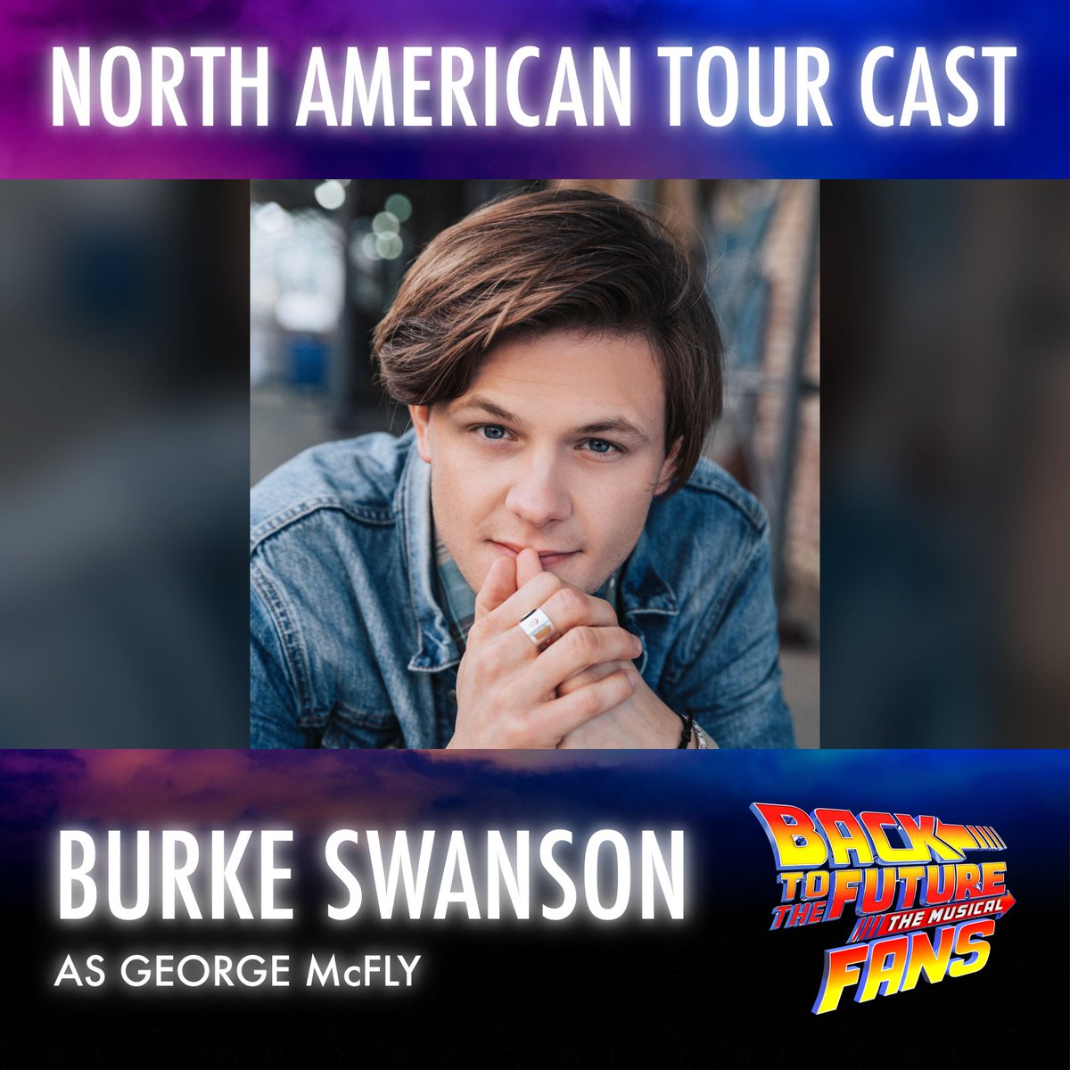 The Chamber of Commerce welcomes Burke to Hill Valley! 💐

Introducing Burke Swanson as #GeorgeMcFly for the @BTTFBway North American Tour Cast 🤓

🎟 Dates, venues and tickets at backtothefuturemusical.com/northamerica

#bttfbway #bttfbroadway #backtothefuturebroadway #broadway #bttftour