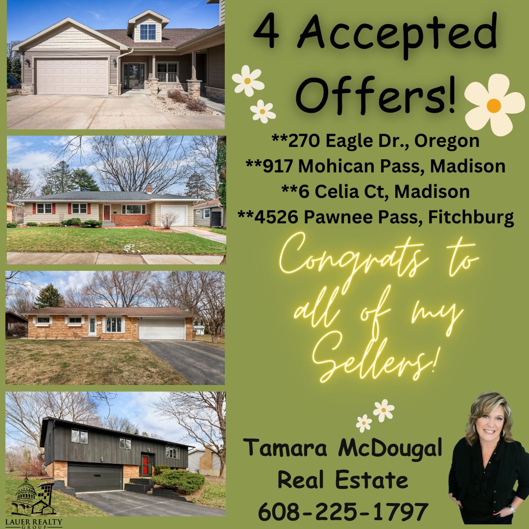 Congrats! To all of my Sellers!
#tamaramcdougalrealestate #tamarasellsmadison #SOLD #madisonwi #homes #listwithme #buywithme  #madison #seller #homesales #LRG #danecountyrealestate #home #houseexpert #sellingagent #buyersagent #listingagent #acceptedoffer #listit #condos