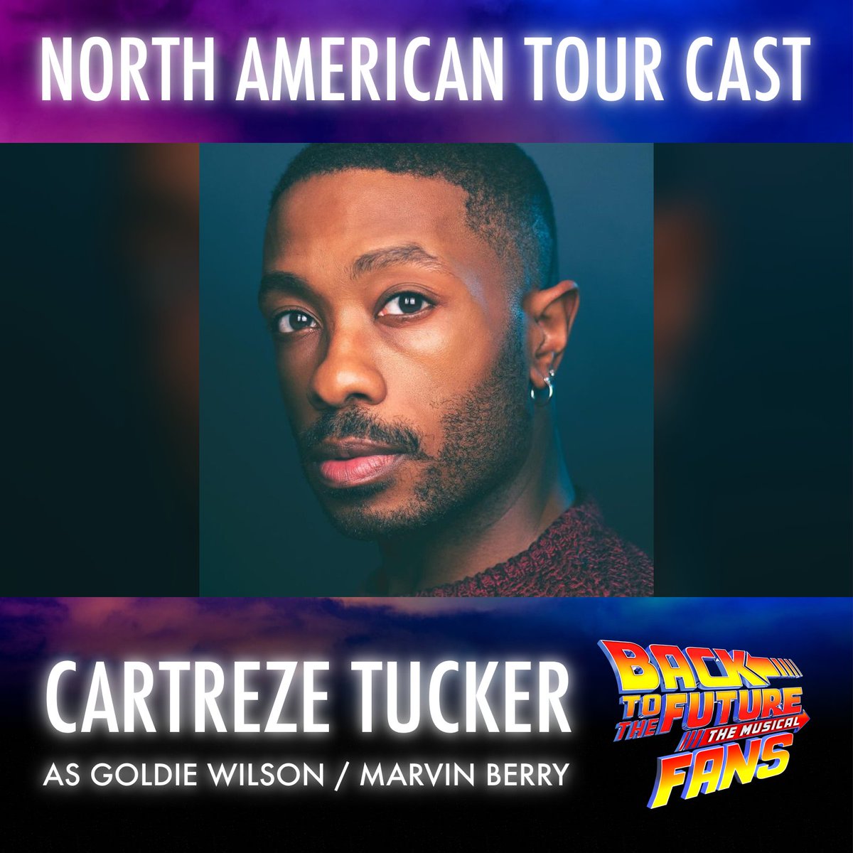 The Chamber of Commerce welcomes @CarTckr to Hill Valley! 💐 Introducing Cartreze Tucker as #GoldieWilson and #MarvinBerry for the @BTTFBway North American Tour Cast 🧹 🎟 Dates, venues and tickets at backtothefuturemusical.com/northamerica #bttfbway #bttfbroadway #broadway #bttftour