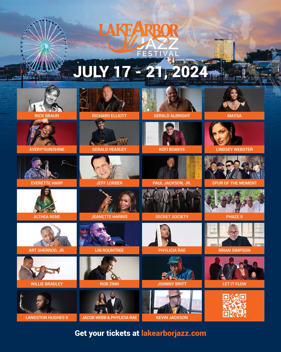 AN AMAZING WEEKEND OF JAZZ!
The Lake Arbor Jazz Festival returns to beautiful National Harbor, Maryland, July 17-21, 2024, with a weekend of great music. We are excited to announce MGM National Harbor Hotel &amp; Casino as one of our festival event venues. LAJF will be epic!