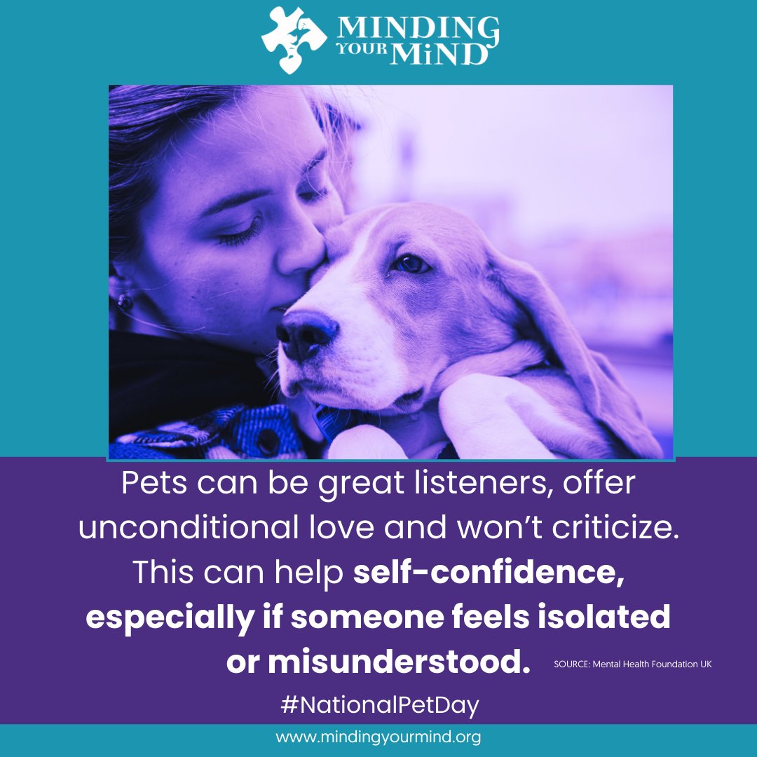 Today is #NationalPetDay. Studies show that pets help people with physical + #mentalhealth in many ways: companionship, responsibility, caring for others, promoting exercise, socialization, and releasing mood-altering hormones in their humans.💜