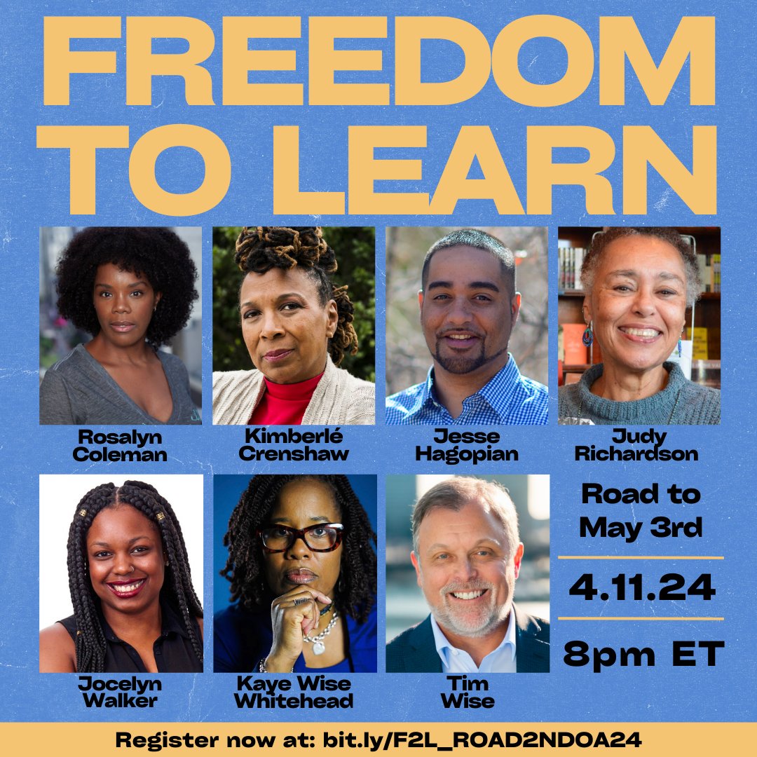 Join us for tonight's #FreedomToLearn Homeroom series starting NOW! You don't want to miss it! Register here to join: bit.ly/F2L_ROAD2NDOA24 #FreedomSummer2024 @sandylocks @JessedHagopian @ZinnEdProject @timjacobwise @SNCCLegacy @kayewhitehead @JocWalk