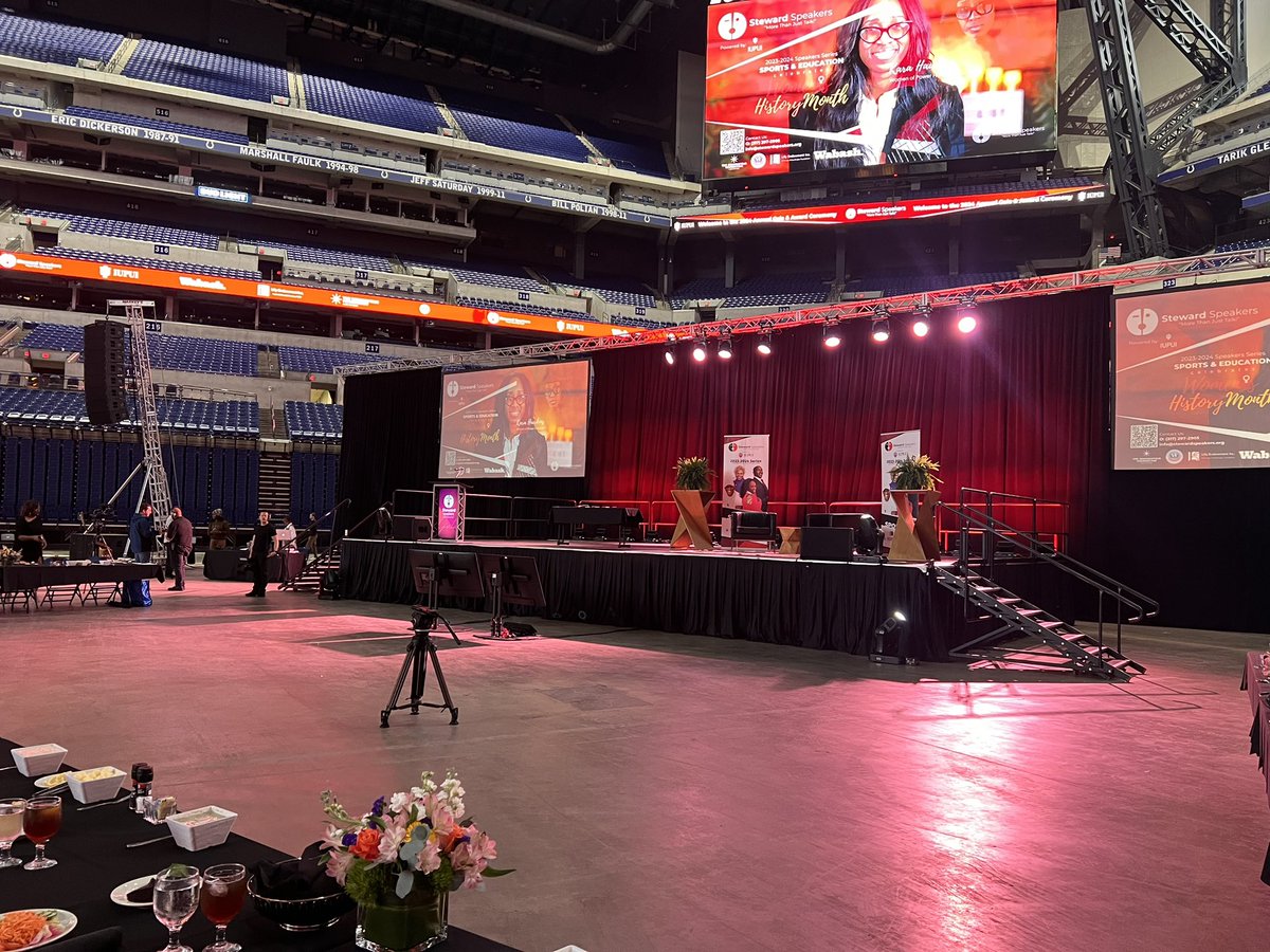 Getting ready to present our friend @ACwishtv with the Change Makers Award at the @stewardspeakers Annual Gala at @LucasOilStadium . @WISH_TV