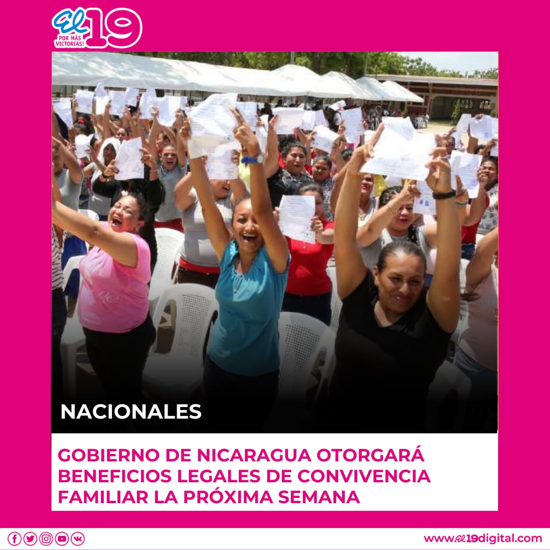 La Compañera Rosario Murillo, Vicepresidenta de la República, informó que el próximo 19 de abril, 1 mil 500 nicaragüenses, entre hombres y mujeres, recibirán beneficios legales de convivencia familiar. #4519LaPatriaLaRevolucion #ManaguaSandinista #11Abril