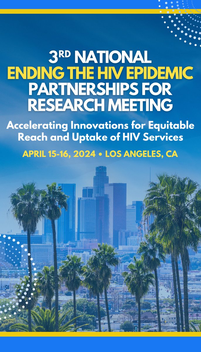 We are so excited to welcome participants for the 3rd National Ending the HIV Epidemic Partnerships for Research Meeting on April 15-16, 2024! Follow along using the meeting hashtag: #2024EHEMeeting