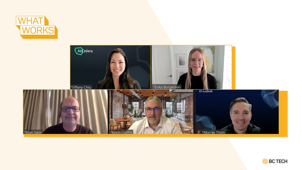 wearebctech's tweet image. We had a fantastic #WhatWorks Session today with @AbCelleraBio, @charliai, @dwavesys, and @INETCO. Thank you to our speakers for joining us at today&apos;s event.