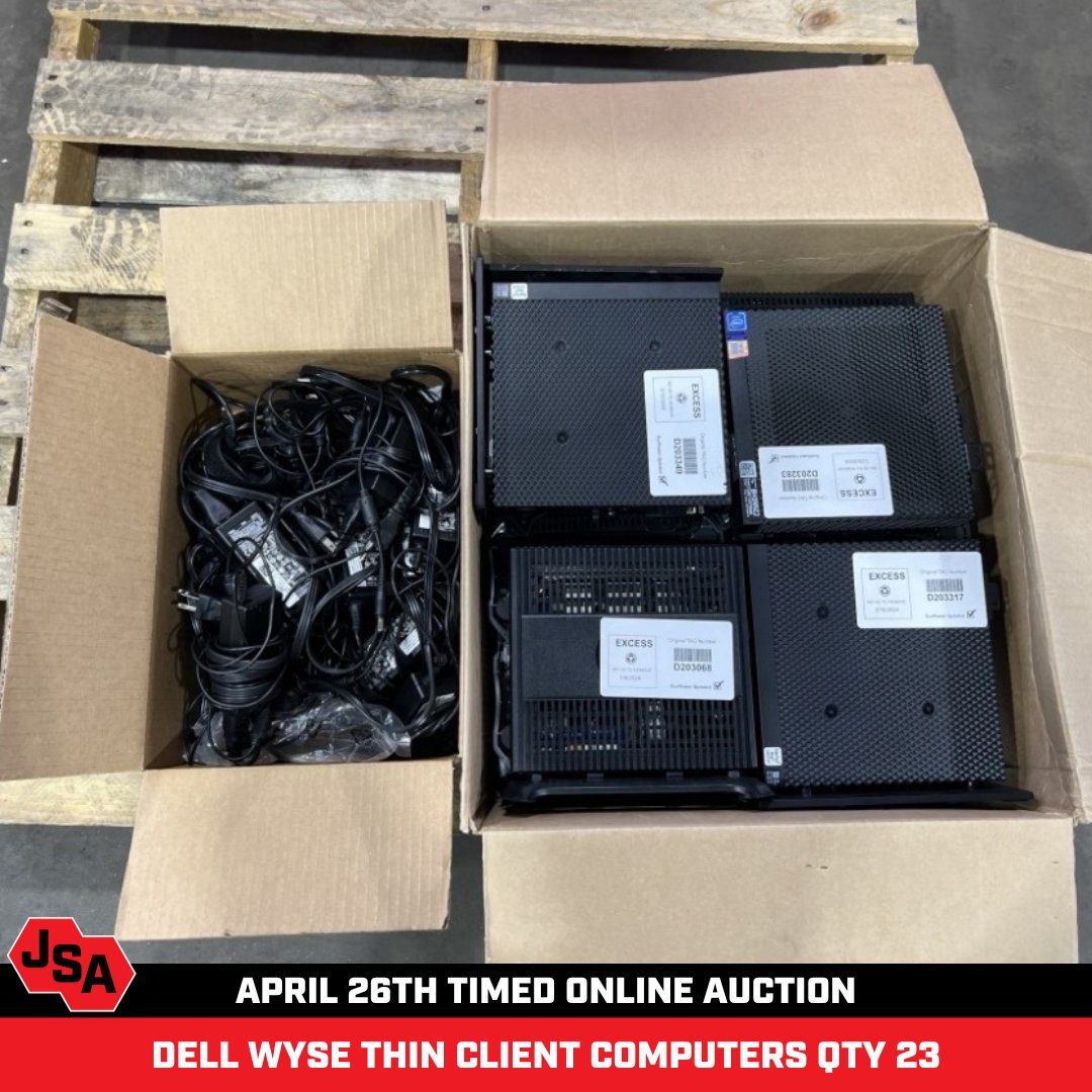 JStoutAuction's tweet photo. Our 4/26 timed online auction has an amazing selection of electronics, attachments, and more... browse the catalog here and place your bids by registering!⏰https://t.co/rqppp0gxNv

Preview days: 4/23 &amp; 4/24: 8am - 5pm

#OnlineAuction #Electronics #Equipment #GovernmentSurplus https://t.co/91GvVYtfqH