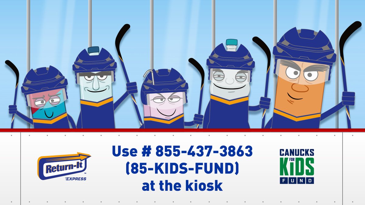 Canucks fans, giving to the Canucks for Kids Fund is as easy as recycling. Use the Pass the Puck donation number when returning your beverage containers at any Return-It Express location and your refund will go directly to CFKF.