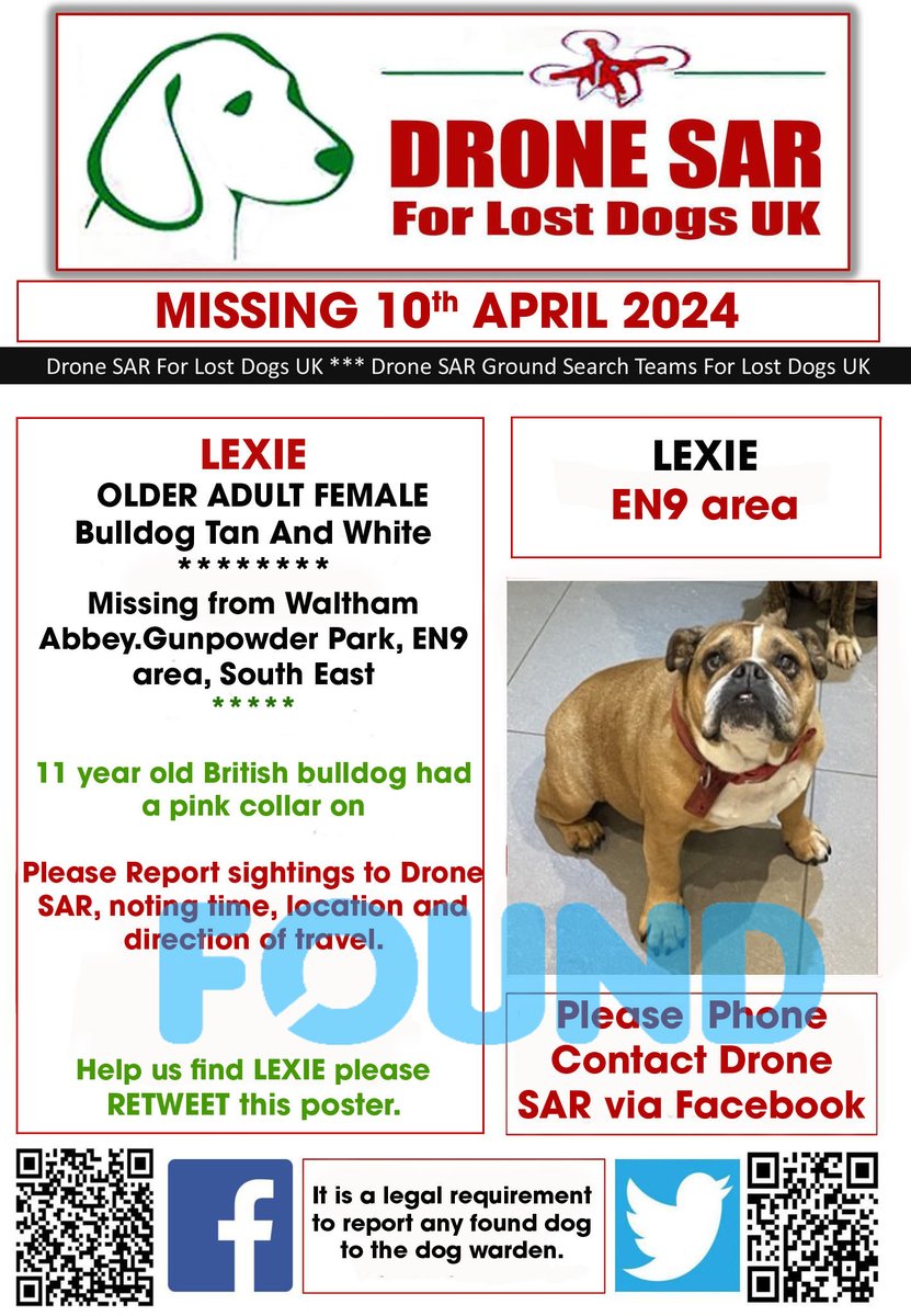 #Reunited LEXIE has been Reunited well done to everyone involved in her safe return 🐶😀 #HomeSafe #DroneSAR