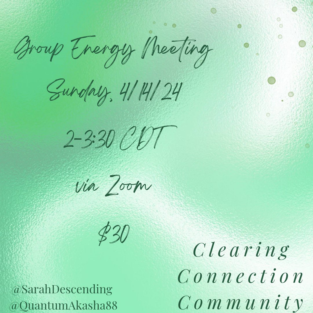 Join us! Send your sliding scale donation ($12 to $50, $30 suggested donation) to payment app @SarahDescending with your email included in the note. Theme for this TBD & announced accordingly. 
#energywork #quantumhealing