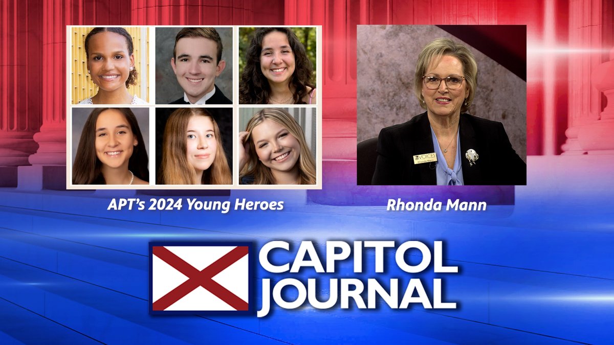 Tonight on Capitol Journal... Day 21 of the legislative session is in the books and we'll have the latest. Todd welcomes APT's 2024 Young Heroes and Rhonda Mann of @AlaVoices to discuss the Kids Count Data Book. 10:30 on @APTV! #alpolitics