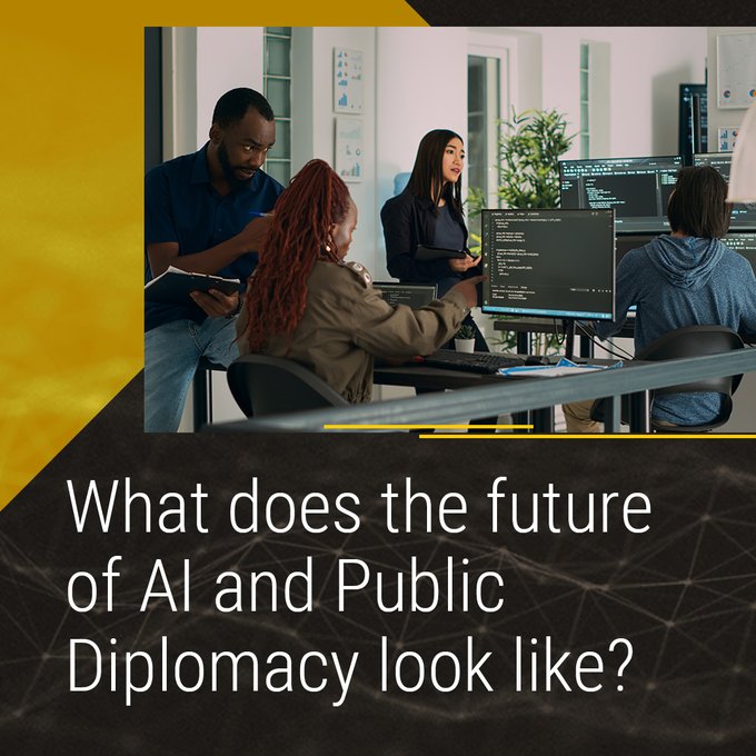 As #ArtificialIntelligence transforms the job market worldwide, there is much to explore regarding its role in public diplomacy. CPD's research network has created a collection of pieces on the topic. Visit bit.ly/3P2eBuP to dive into all things AI & Public Diplomacy.