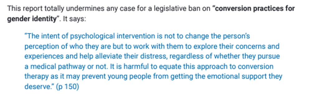 1/ @aliciakearns is proposing a Stonewall style 'conversion ban' amendment to the Criminal Justice Bill that I now call on her to withdraw. In the light of the Cass review's finding that these bans inhibit proper care for mainly gay/autistic children at gender clinics.