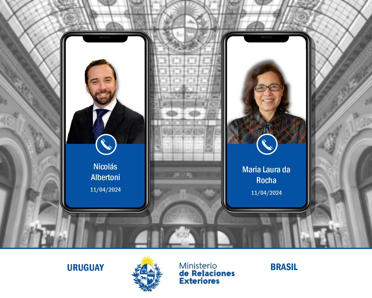 El Subsecretario @N_Albertoni mantuvo hoy un contacto telefónico con su par de Brasil, Maria Laura da Rocha para dialogar sobre la actual situación regional e internacional. Ambos confirmaron la realización de consultas políticas bilaterales entre ambos países para este año 🇺🇾🇧🇷.