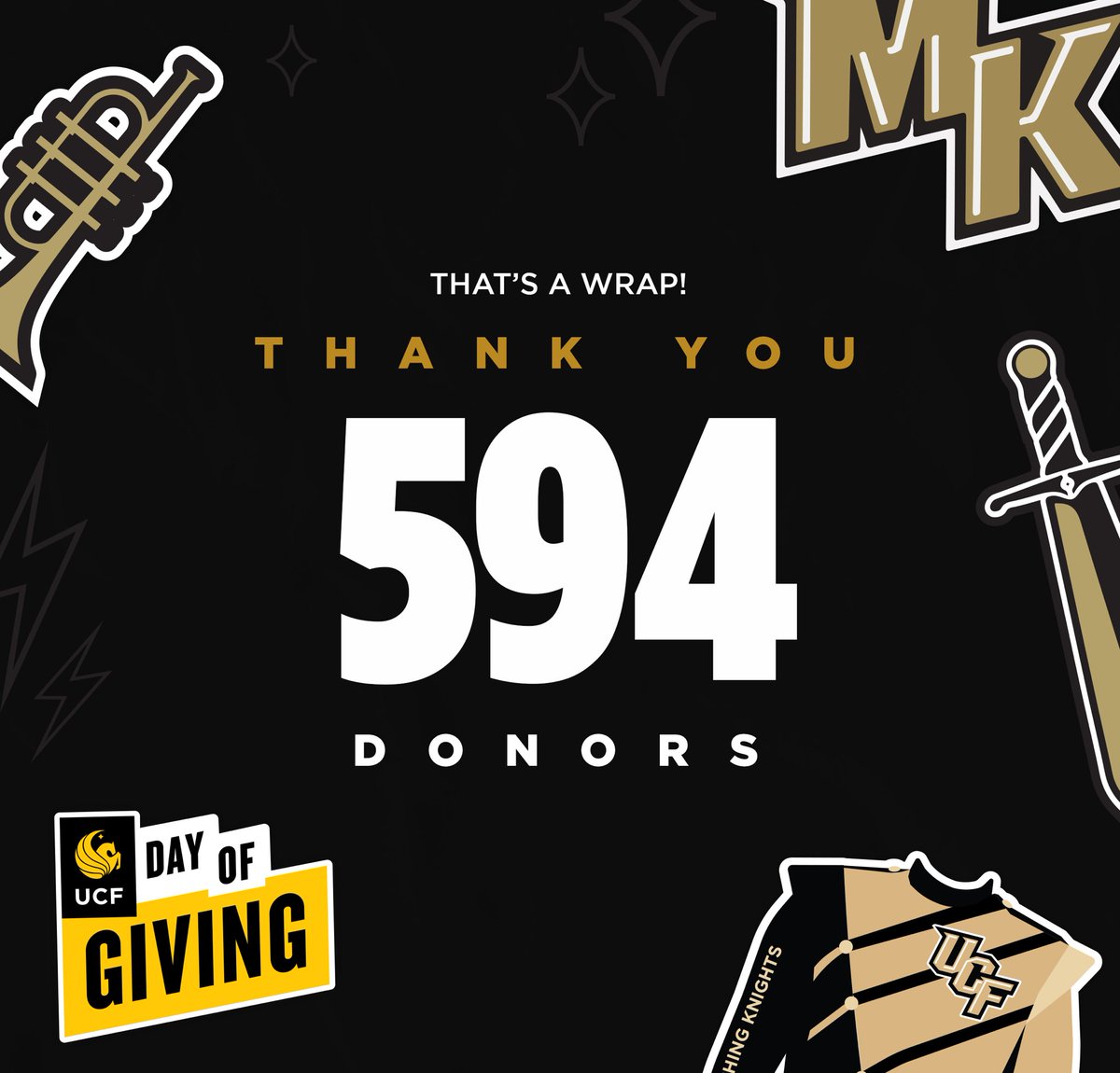 Thank you to our friends, family, alumni and students who donated to the Marching Knights for the #UCFDayofGiving! We cannot thank you enough for your support! Go Knights, Charge On! ⚔️