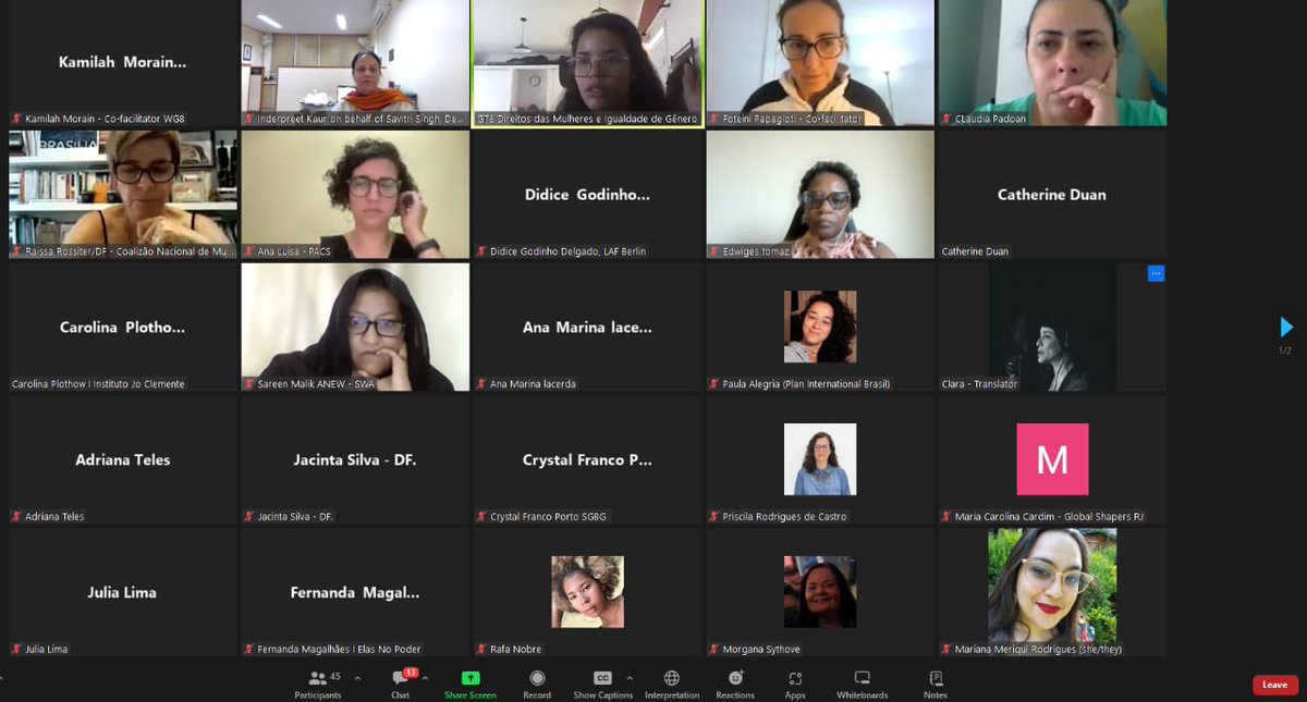 On 4th April 2024, the ABONG Organization, Brazil, held a virtual meeting to discuss 'Women's Rights & Gender Equality' with the C20 working group. Inderpreet Kaur, Assistant Director, NCUI, attended this meeting on behalf of Savitri Singh, Deputy Chief Executive of NCUI. The