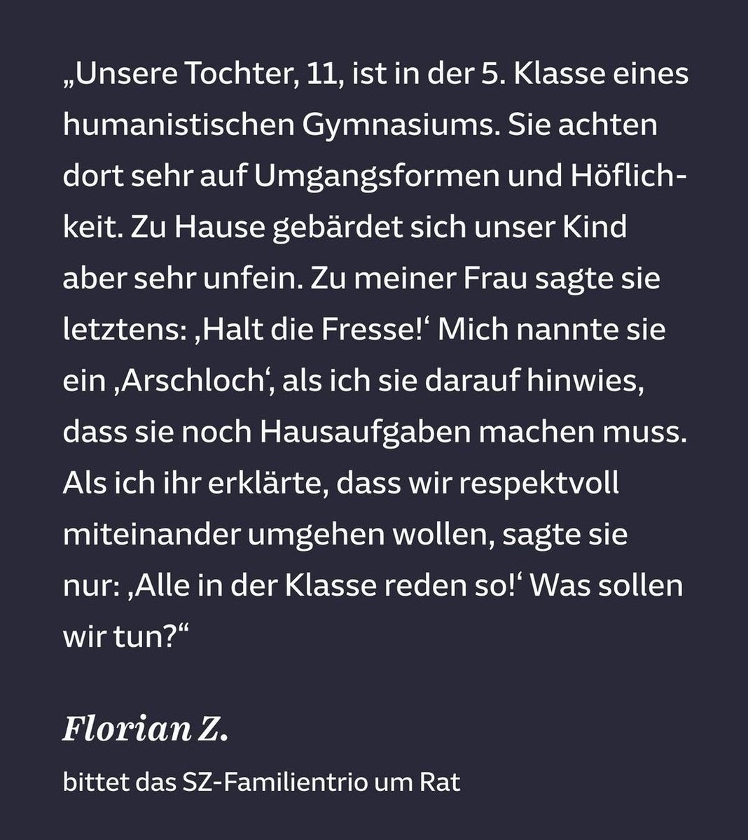 Florian, du musst jetzt ganz tapfer sein...