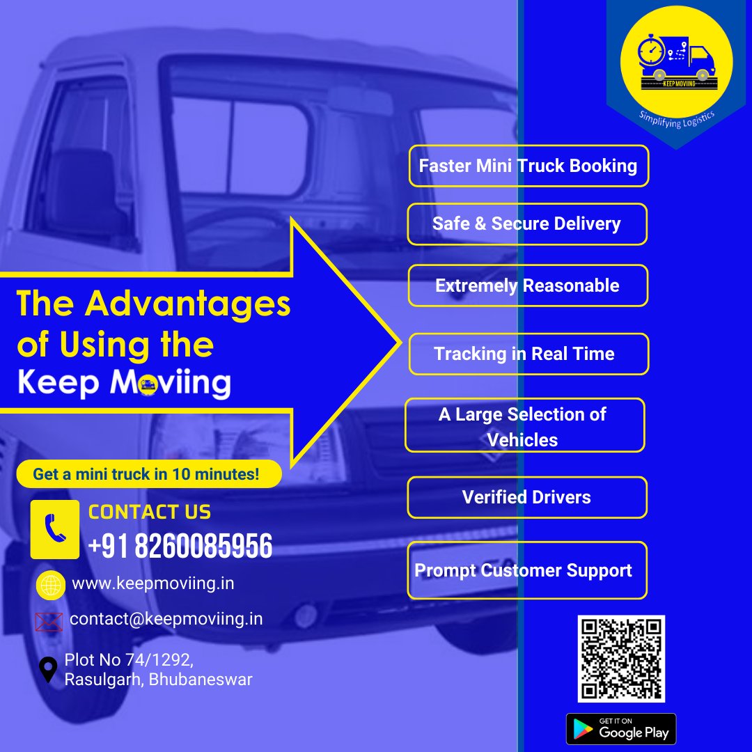 keepmoviinglogi's tweet photo. Keep moviing - The smart choice for a smooth and stress-free moving process. Experience the difference today!
Contact us- 82600 85956
Visit: https://t.co/59IJdz2ysS
#KeepMoviing #MiniTruckRental #AffordablePrice #OnlineMiniTruckBooking #minitruckrental #keepmoving #bookminitruck https://t.co/V3haknRy0E