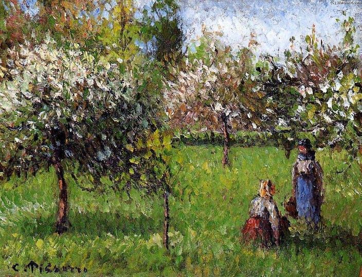 Camille Pissarro. Under the Apple Blossoms. #art #painting #landscape #Impressionism