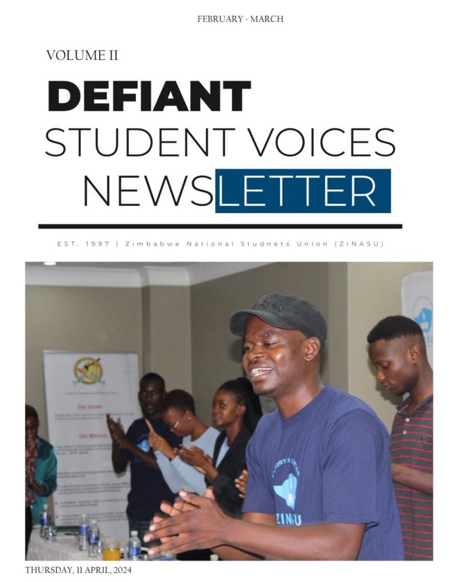 📬 NEWSLETTER Do you want to know some part of the work @Zinasuzim has been doing for the last 2 months. Please dm and get your own copy of the Defiant Student Voice Newsletter. It presents a clear landscape view of student activism in Zimbabwe Please share comments and reviews!!