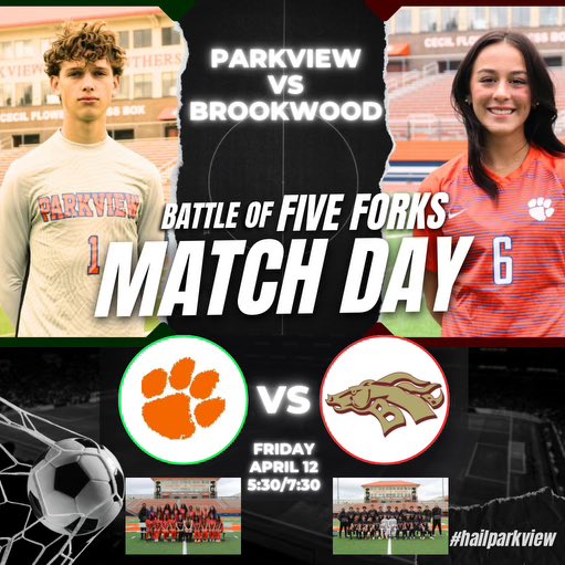 Join us in the Big Orange Jungle for the “Battle of Five Forks Trickum!” Girls 5:30 and Boys 7:30! It is also GSA Club night. All GSA players get in free wearing your GSA gear!!! Hail Parkview!!!