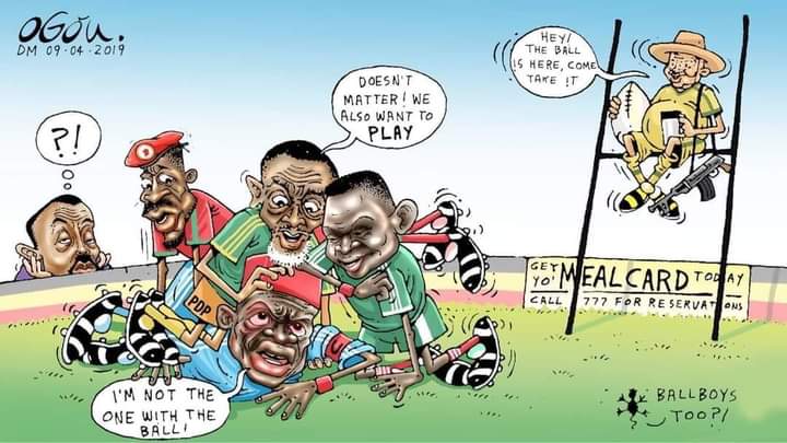 5 years ago, famour Cartoonist Chris Ogon drew this cartoon describing the political turmoil in Uganda. Today, it has somehow changed and gone deeper. It's now a fight between party members while the one holding the ball is sleeping peacefully 😃😃 Copy to: @FrankAsiimwe7…