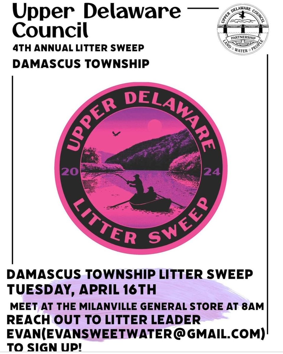 The Upper Delaware Council's annual litter sweep will be April 16! #community #DelawareRiver