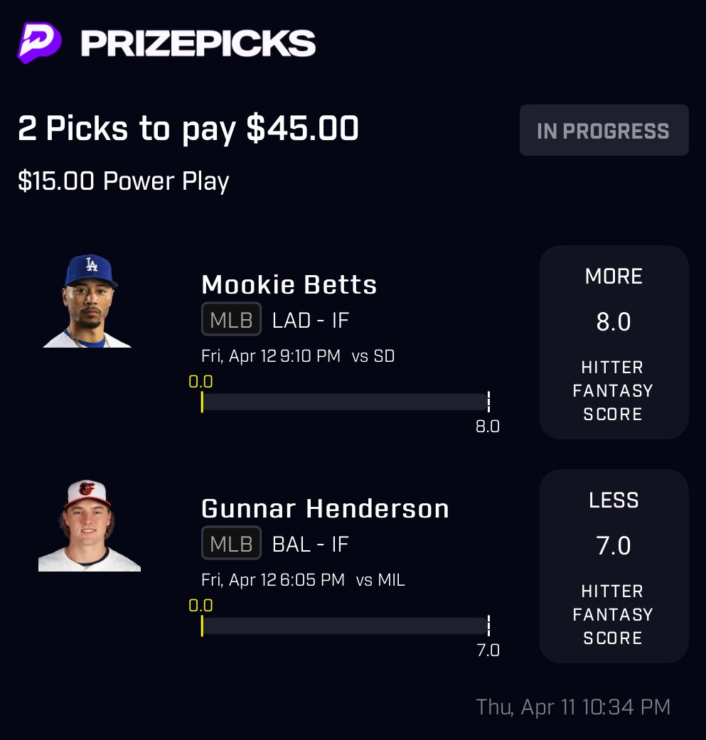 KingPropz's tweet image. Pairing Mookie with the Gunnar LESS 7 Fantasy score💪

Copy my PrizePicks entry using this link: 
prizepicks.onelink.me/gCQS/shareEntr…