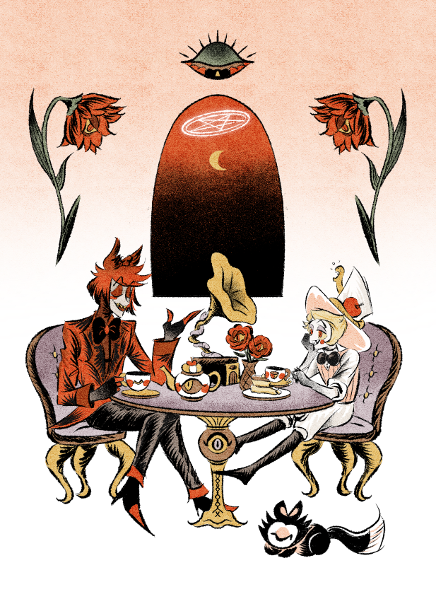 Rong_doodle's tweet photo. #hazbinhotel #radioapple 📻🍎

『下午茶』

新刊應該能這週開印調喔~
布榖町會出radioapple全彩插畫本32頁
全32頁都是插畫，後記可能會另外印....🥹❤️ https://t.co/ZFL6uxh2cN