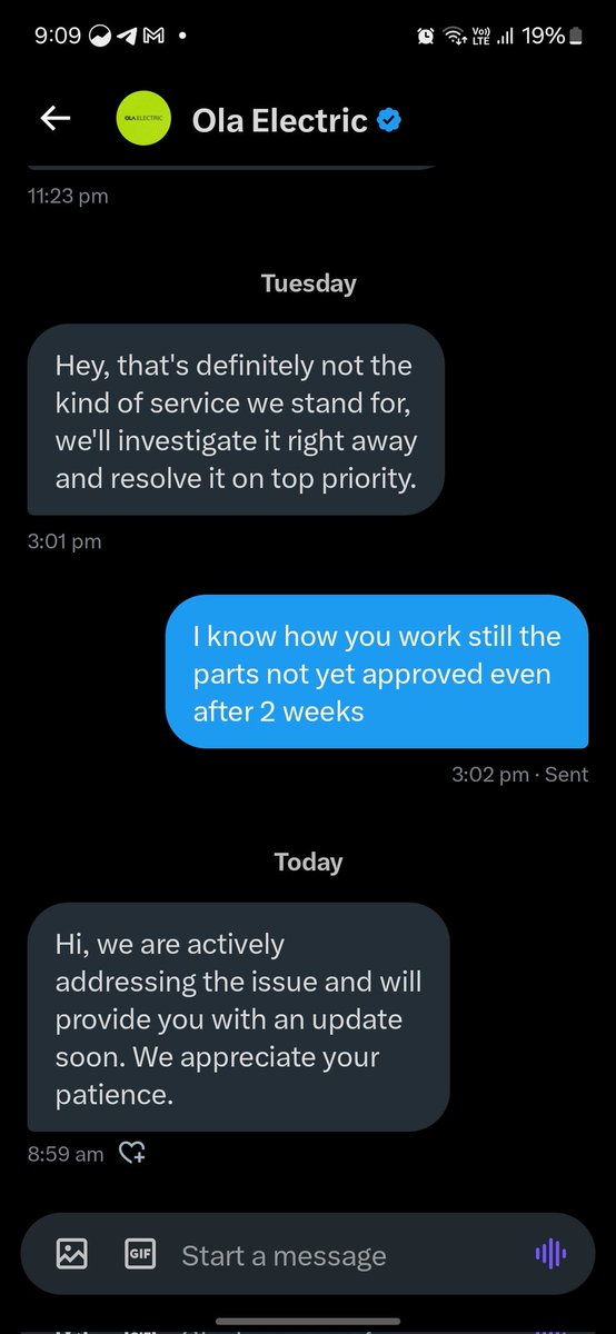 INDAncil's tweet photo. Please don't message me in private like this @OlaElectric @bhash .

You have done nothing in my favor even after 2weeks.

Stupid customer support https://t.co/PGcpQVg1bz