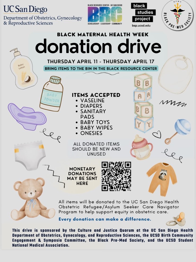 Please support the ⁦@UCSD_ObGyn⁩ Black Maternal Health Donation Drive, through April 17