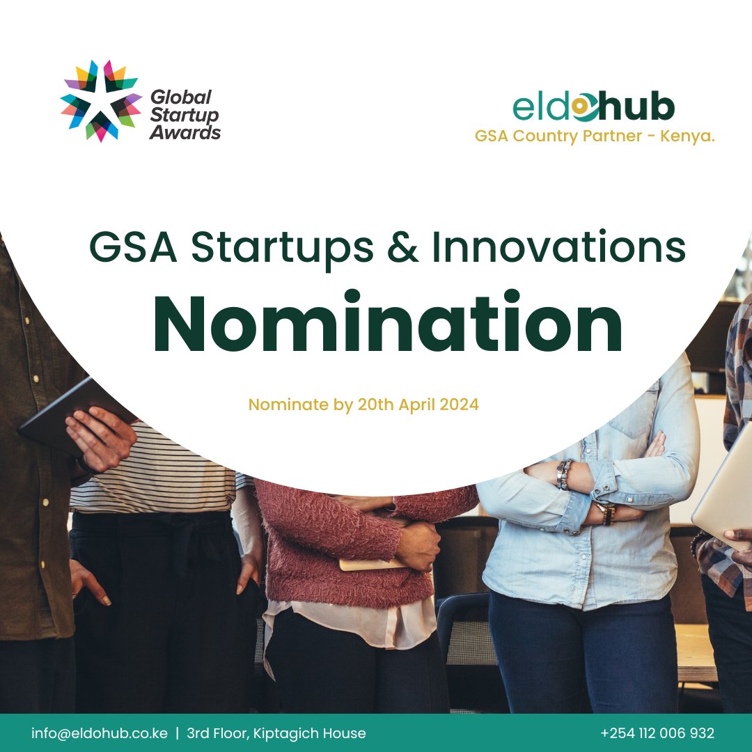 📢Last call to nominate! Eldohub in partnership with @Startup_Awards is calling for nominations for innovators, start-ups and enablers dedicated to solving critical global challenges. Exclusive privileges await winners Nominate through bit.ly/GSA-nominations by April 20.